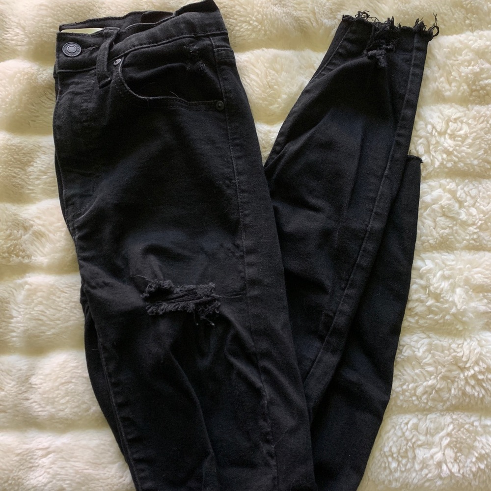 skinny distressed black jeans